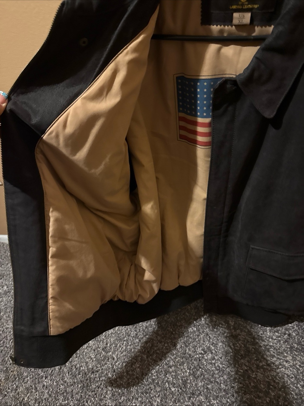 Lands' End Black Suede Air Force Bomber Jacket - Picture 4 of 5